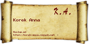 Korek Anna névjegykártya